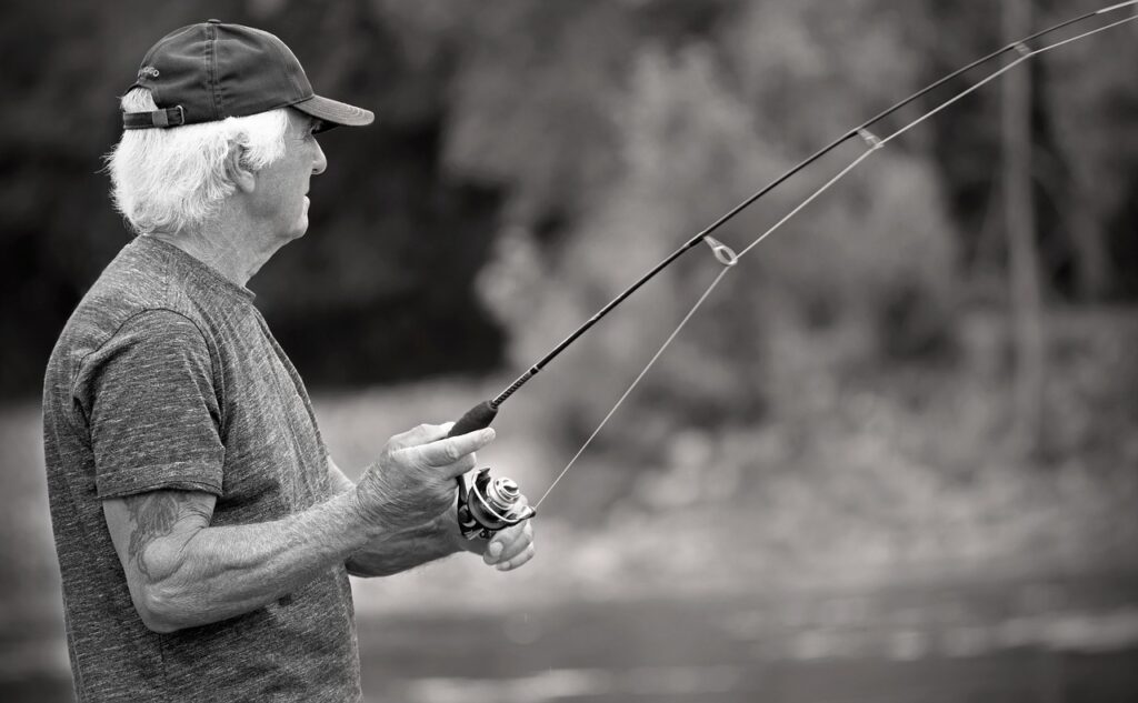 fishing, old man, retirement, fish, nature, leisure, summer, recreation