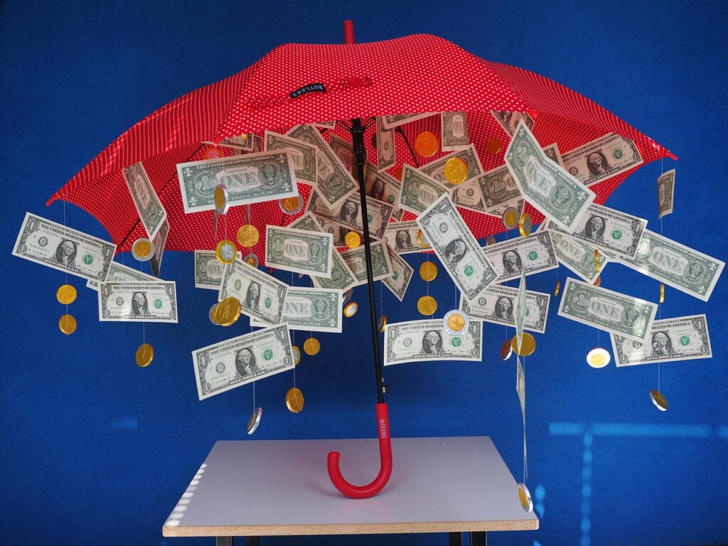 gift, money rain, dollar rain, umbrella, gift idea, coins, seem, hard money, money, currency, banknotes, money rain, money rain, money rain, money rain, money rain, money