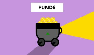 Creative illustration of full trolley with gold representing concept investing in funds and make capital